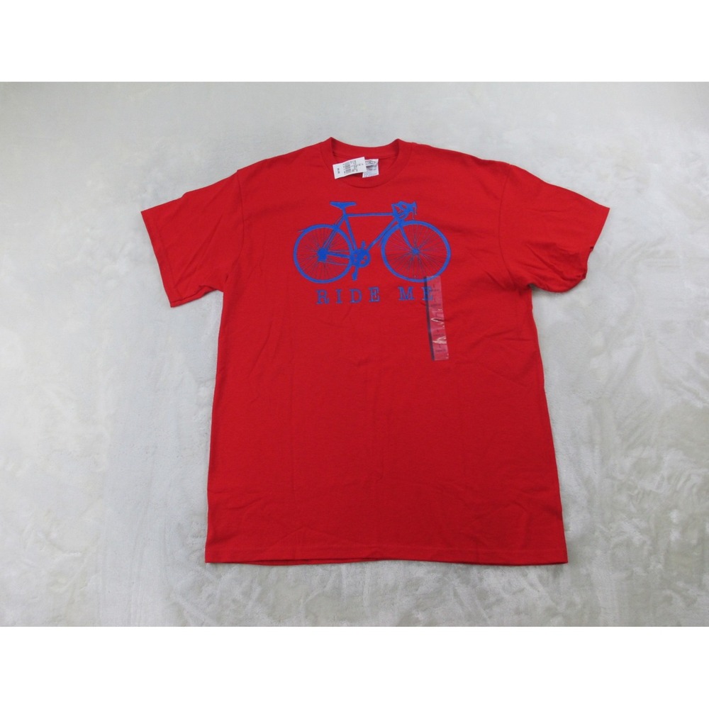 NEW Delta Shirt Mens Large Red Bike Me Bicycle Cotton Casual